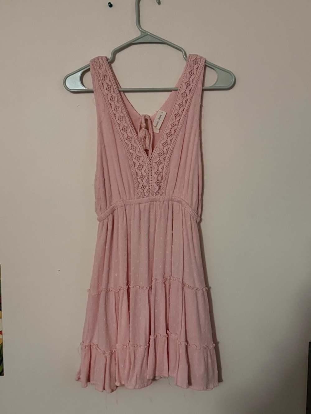 Ocean Drive Pink Lace-Trim Summer Dress
